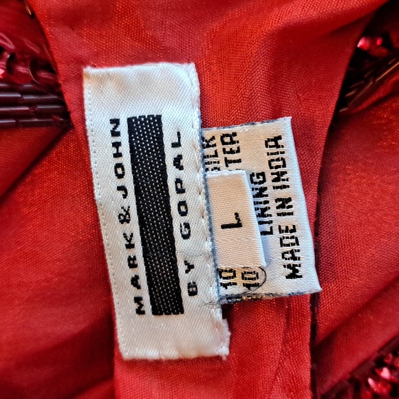 Vintage 80's Mark and John 100% silk beaded party dress in vintage size large. - Picture 5 of 8